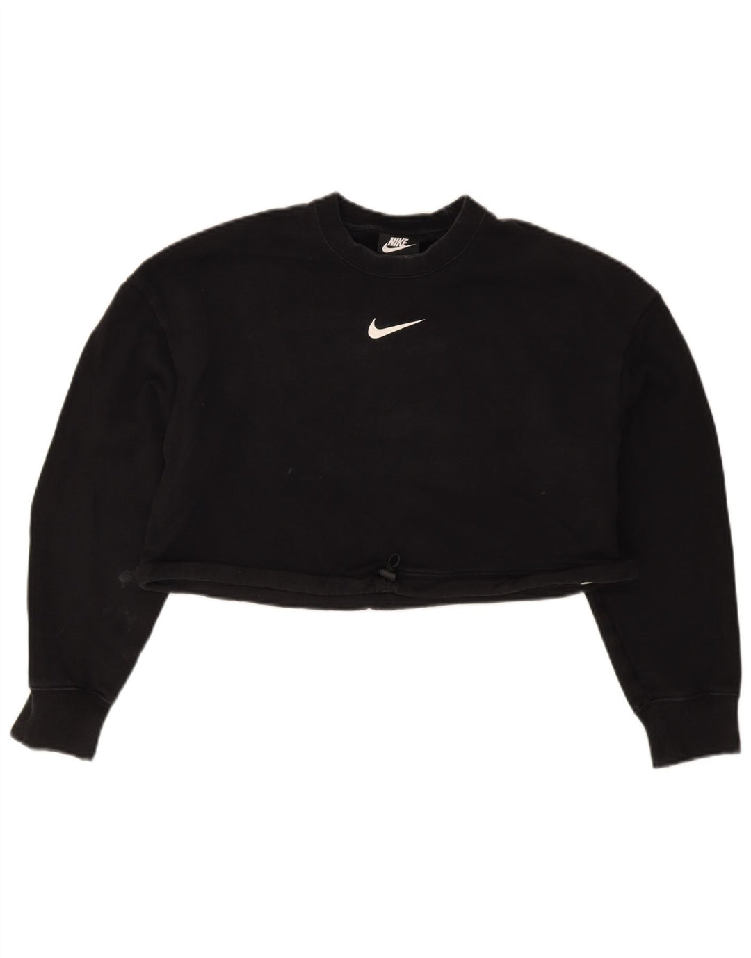 Felpa corta Nike da donna con grafica, maglione UK 12, cotone nero medio