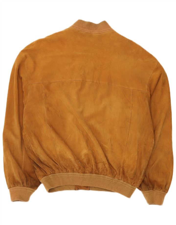 Giubbotto Bomber Uomo in Pelle Scamosciata Vittorio Forti IT 50 Large Pelle Beige