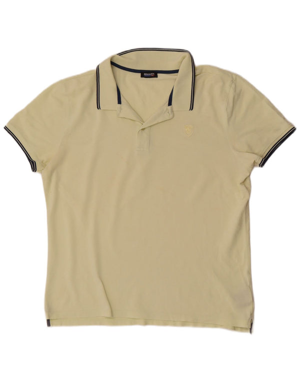 Blauer Herren Poloshirt XL Gelb Baumwolle