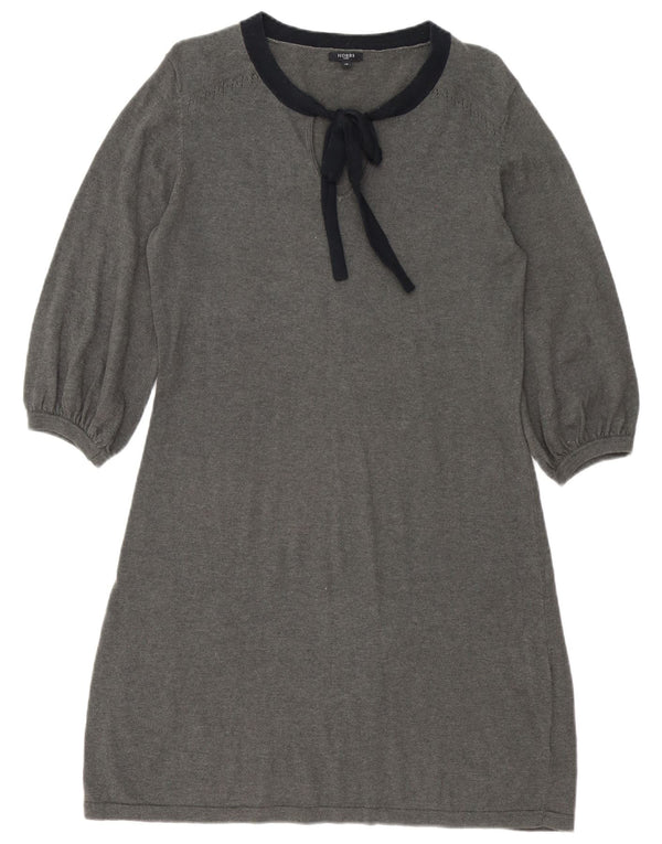 Hobbs Womens 3/4 Sleeve Jumper Dress UK 14 Large Grey Cotton