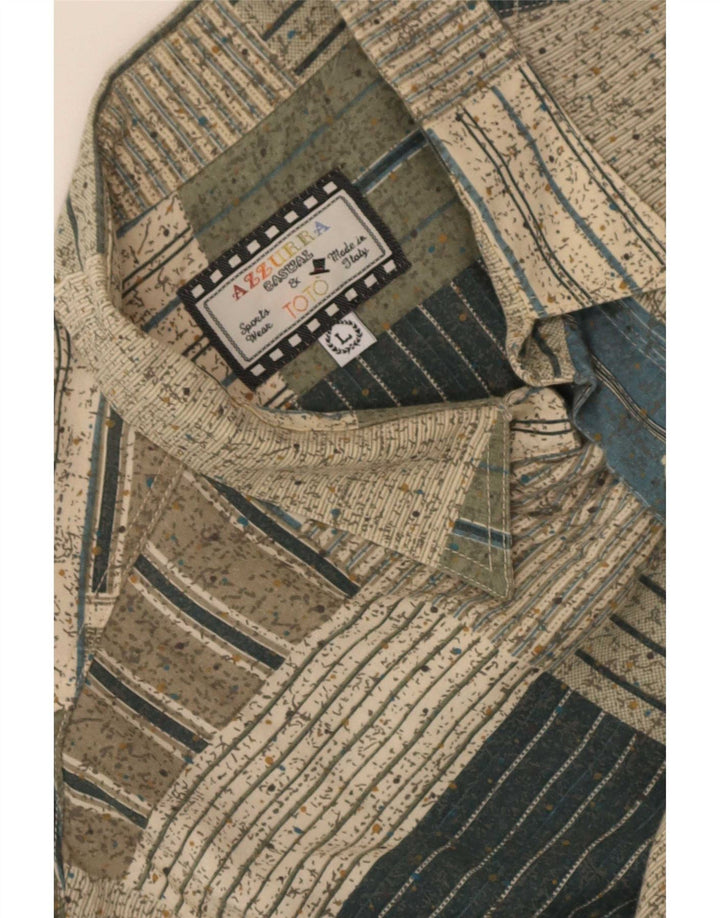 Azzurra Chemise Homme Large Vert Patchwork Coton