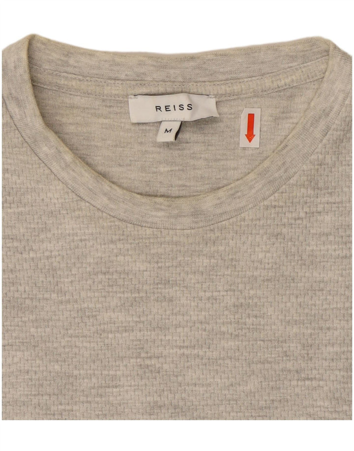 Reiss Mens T-Shirt Top Medium Grey Flecked Cotton
