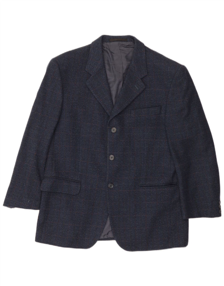 Vestra Mens 3 Button Blazer Jacket UK 40 Large Navy Blue Herringbone