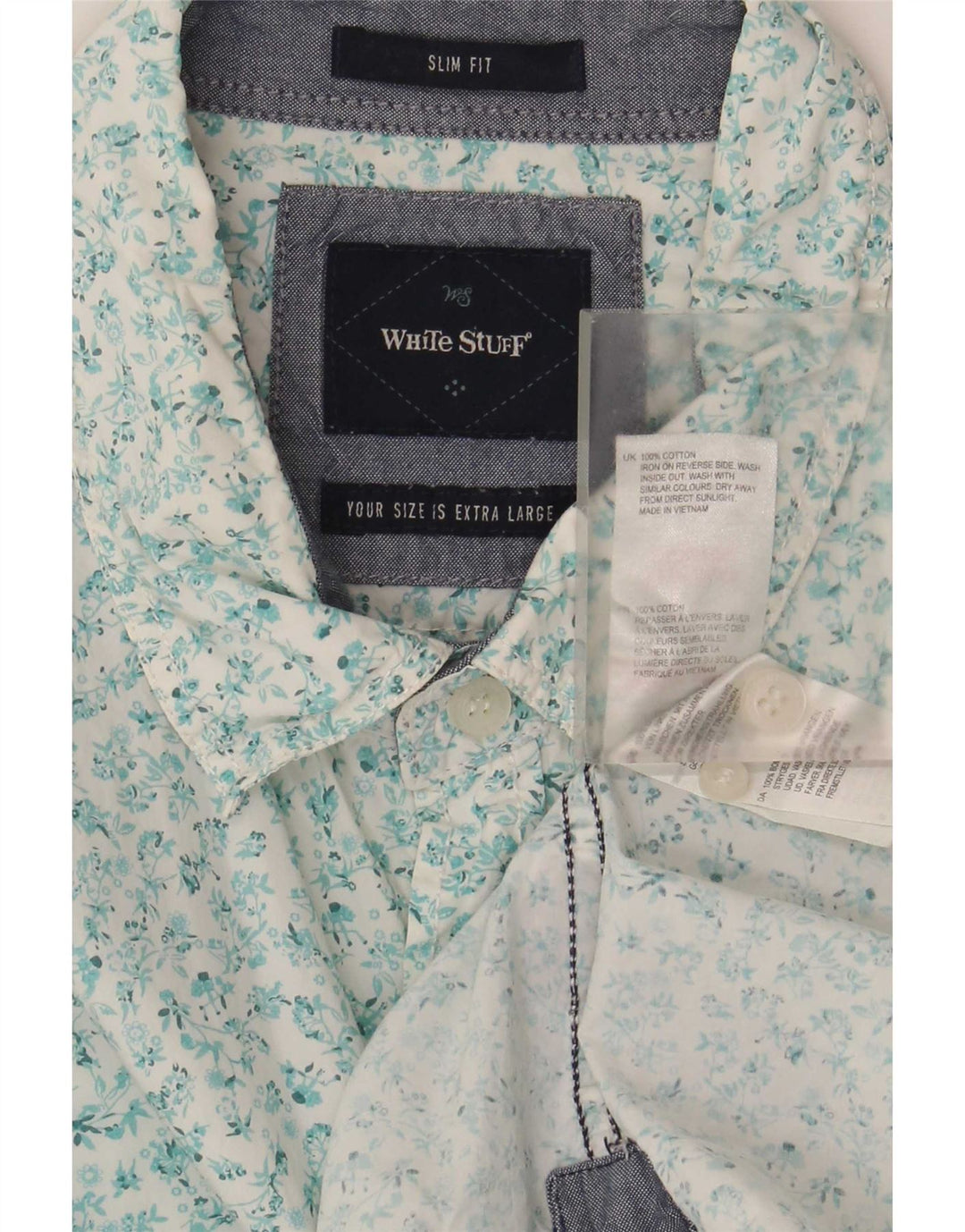 White Stuff Mens Slim Fit Shirt XL Floral Cotton