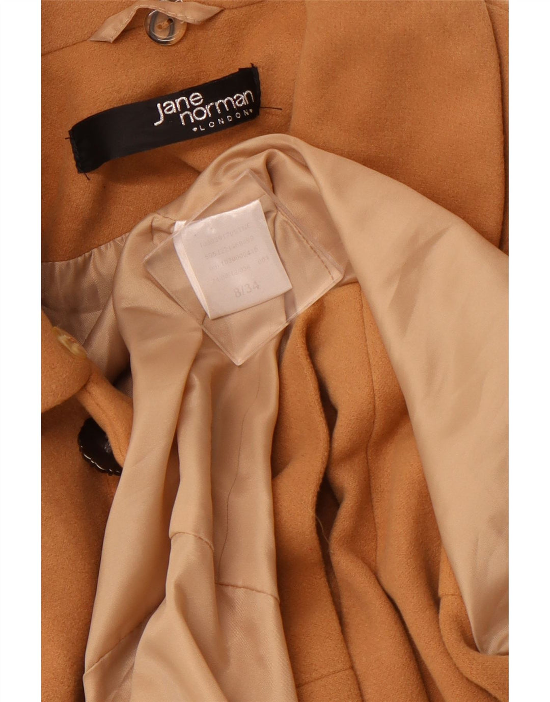 JANE NORMAN Womens Overcoat UK 8 Small Brown Polyester
