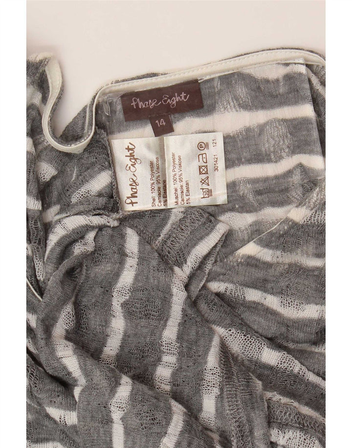 Phase Eight Womens Long Sleeve Tunic Top UK 14 Medium Grey Striped