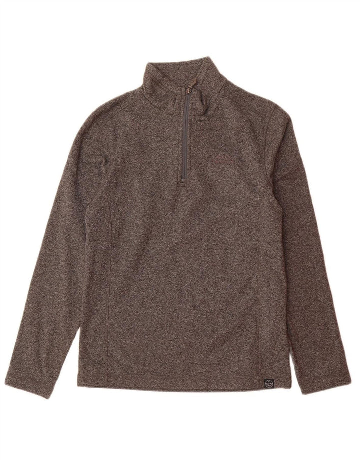 WEIRD FISH Mens Zip Neck Fleece Jumper Small Grey Polyester