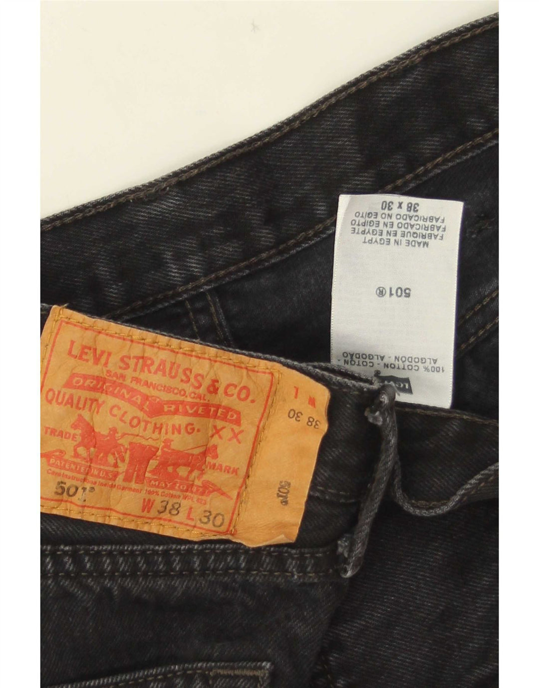 Levi's Mens 501 Straight Jeans W38 L30 Black Cotton