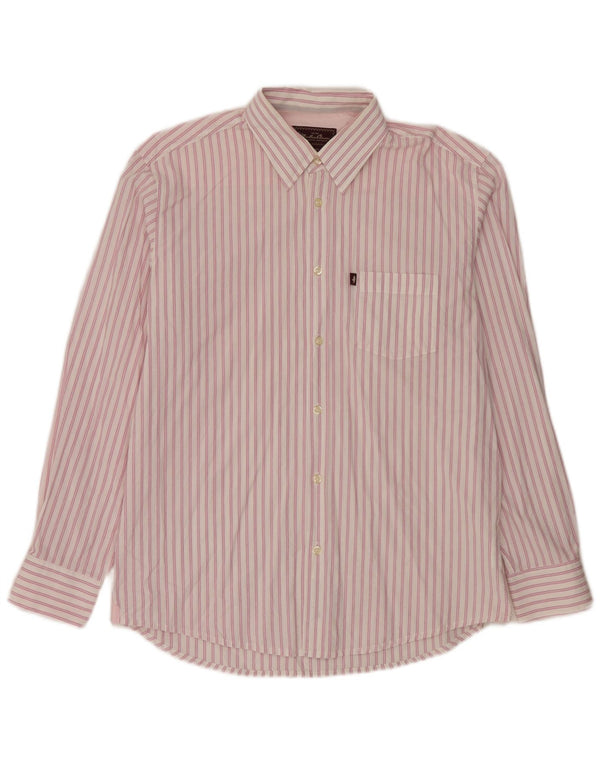 Camicia da uomo Marlboro Classics Large in cotone gessato rosa