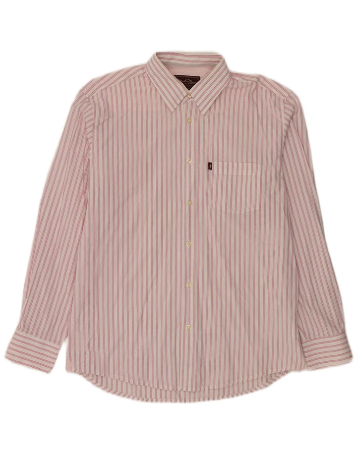 Marlboro Classics Mens Shirt Large Pink Pinstripe Cotton