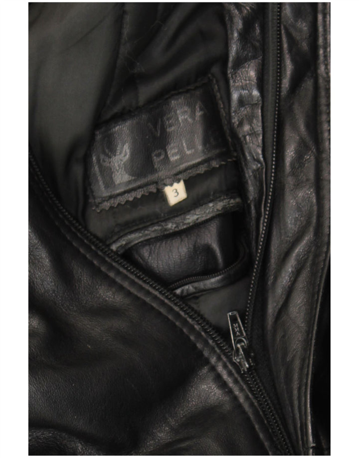 VINTAGE Mens Military Leather Jacket UK 38 Medium Black Leather