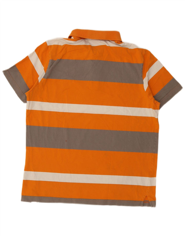Puma Mens Short Sleeve Polo Shirt Large Orange Striped