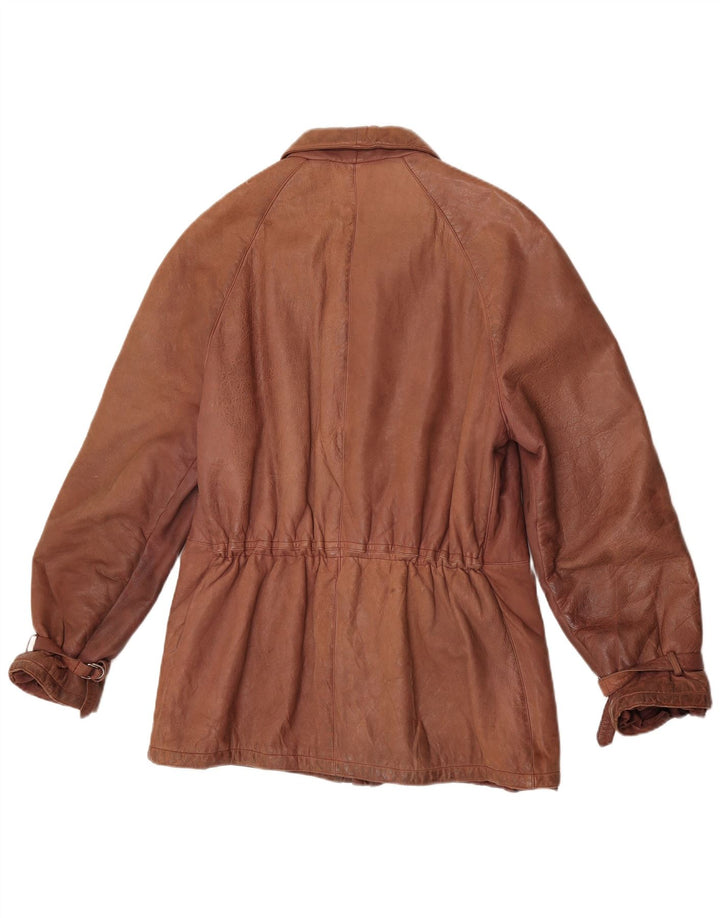 Giacca in pelle vintage da donna IT 52 2XL Marrone