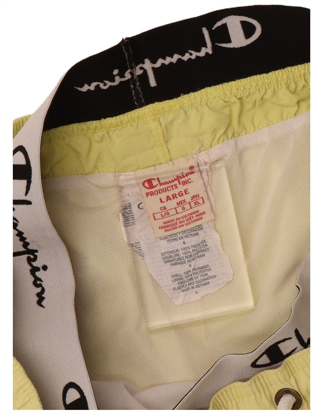 Champion Mens Graphic Swimming Shorts Large Yellow Polyamide