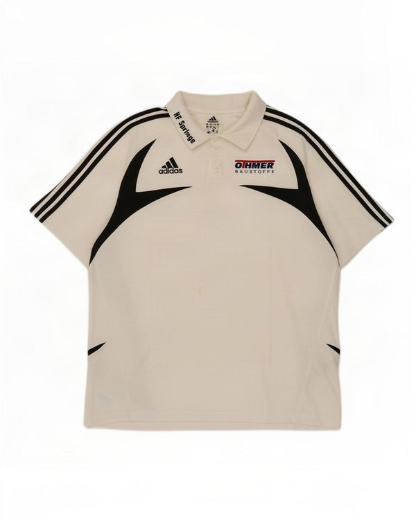 Polo grafica da uomo Adidas UK 48/50 XL cotone color block bianco