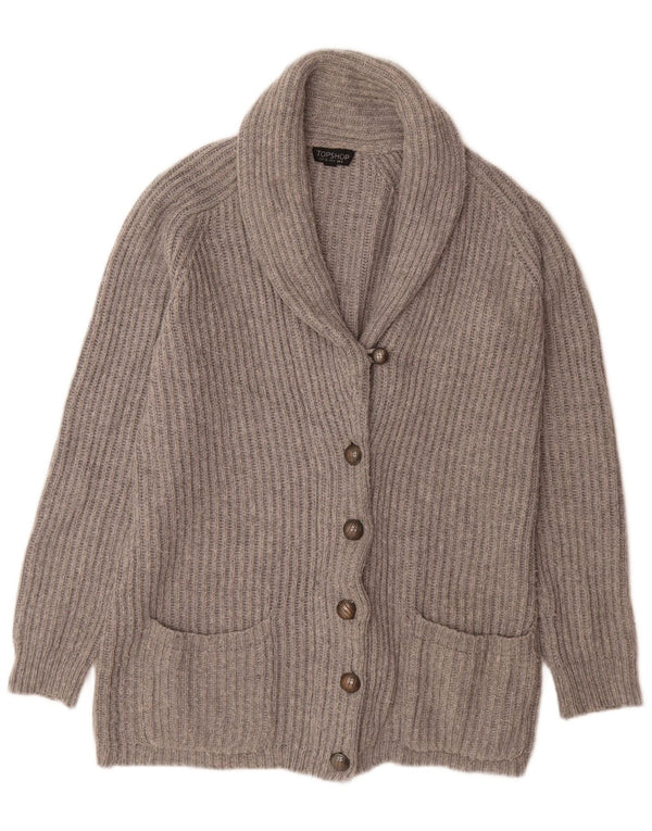 Topshop Womens Oversized Cardigan Sweater UK 8 Small Grey Acrylic
