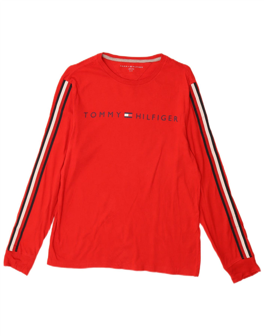 Tommy Hilfiger Mens Graphic Top Long Sleeve Small Red Cotton