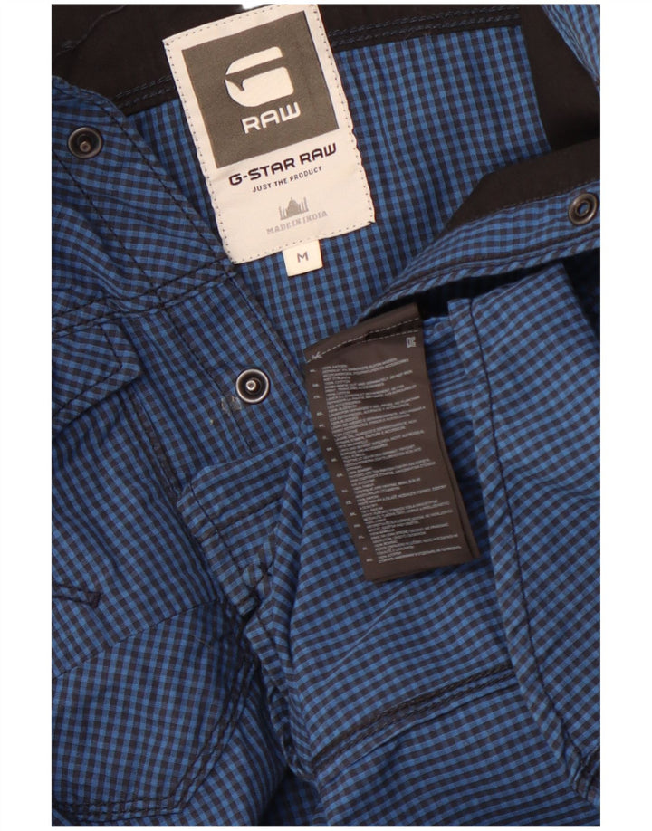 G-STAR Mens Shirt Medium Navy Blue Gingham Cotton