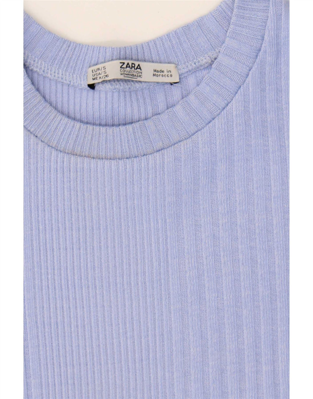 Zara Womens Crop Asymétrique Blouse Top UK 8 Small Bleu