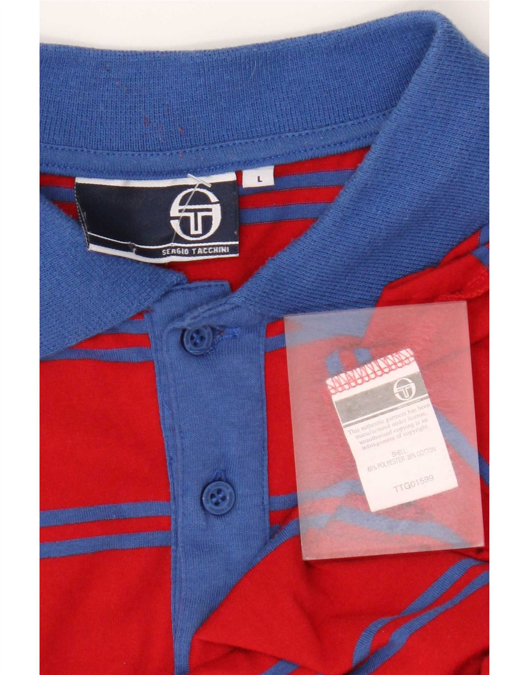 Polo da uomo Sergio Tacchini in poliestere a righe grandi rosse