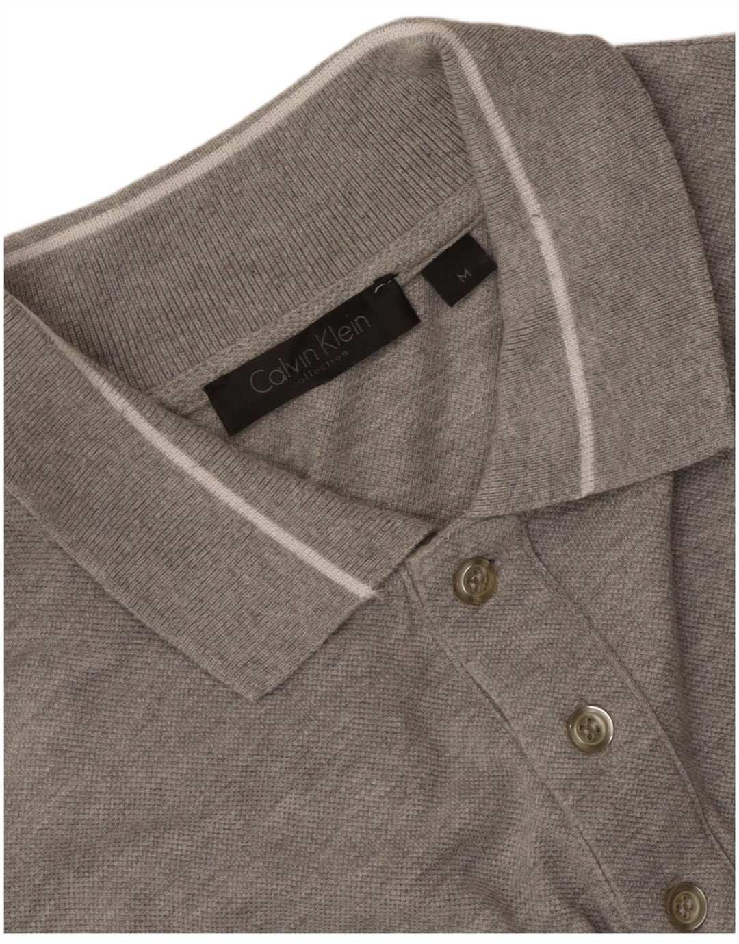 Calvin Klein Mens Long Sleeve Polo Shirt Medium Grey