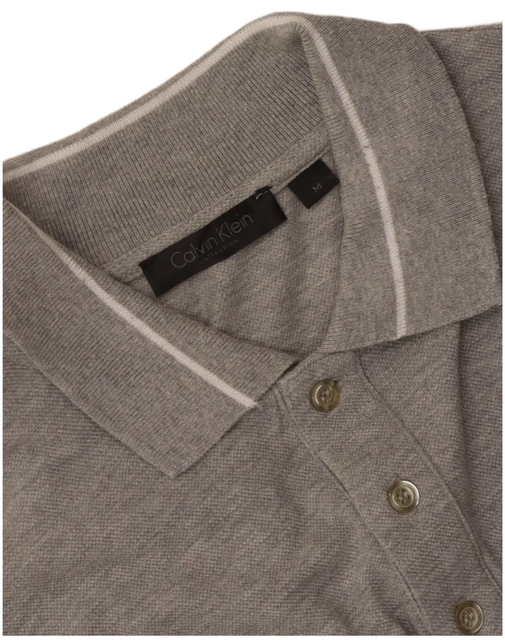 Calvin Klein Mens Long Sleeve Polo Shirt Medium Grey