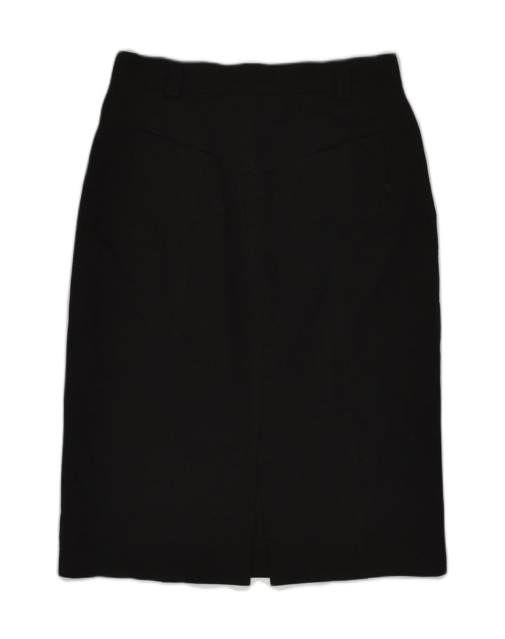 VINTAGE Womens Midi Skirt IT 44 Medium W29 Black Polyester | Vintage Vintage | Thrift | Second-Hand Vintage | Used Clothing | Messina Hembry 