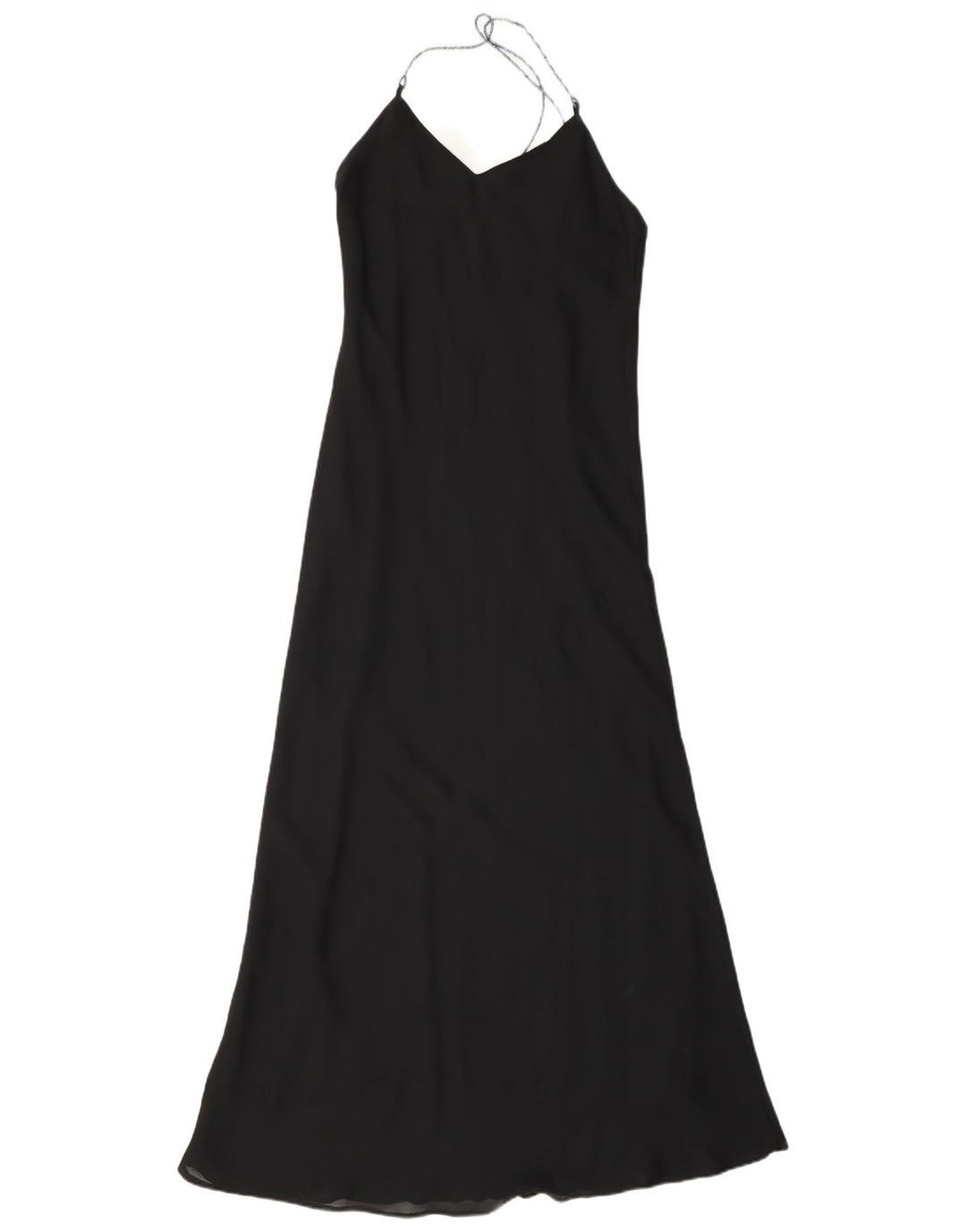 Vintage Dame Maxi Halter Dress UK 10 Small Black Polyester