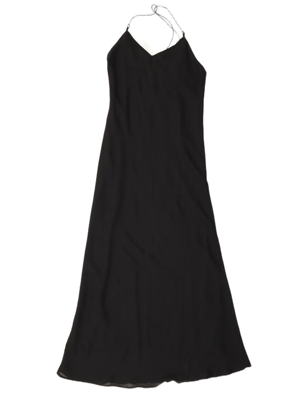 Vintage Dame Maxi Halter Dress UK 10 Small Black Polyester