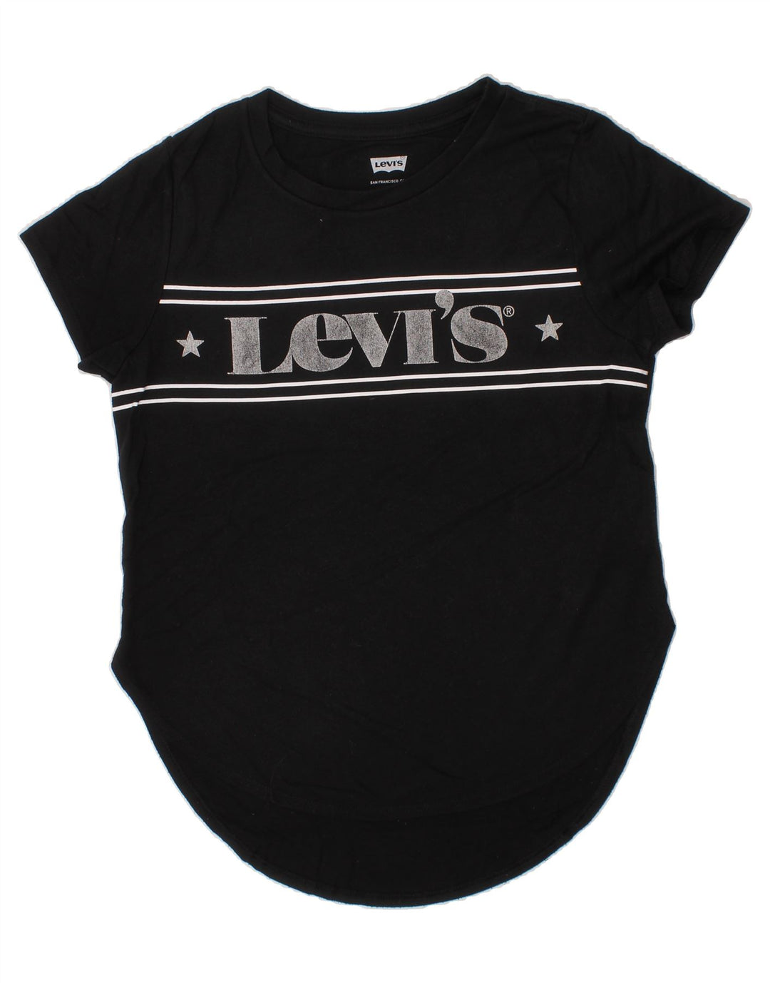 LEVI'S Girls Graphic T-Shirt Top 9-10 Years Black Polyester Vintage Levi's and Second-Hand Levi's from Messina Hembry 
