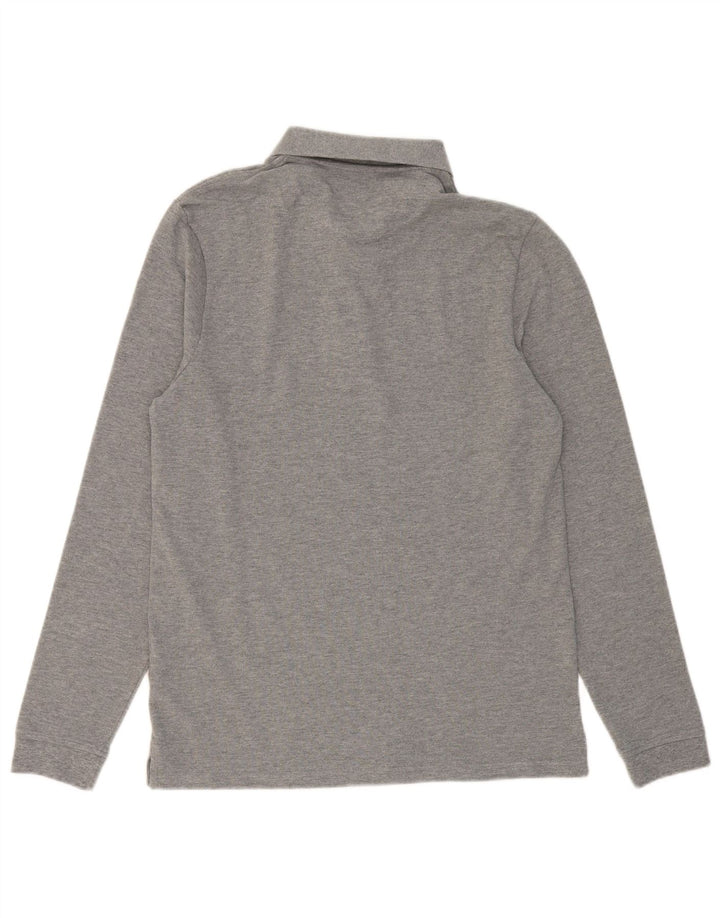 LYLE & SCOTT Mens Long Sleeve Polo Shirt Medium Grey Cotton