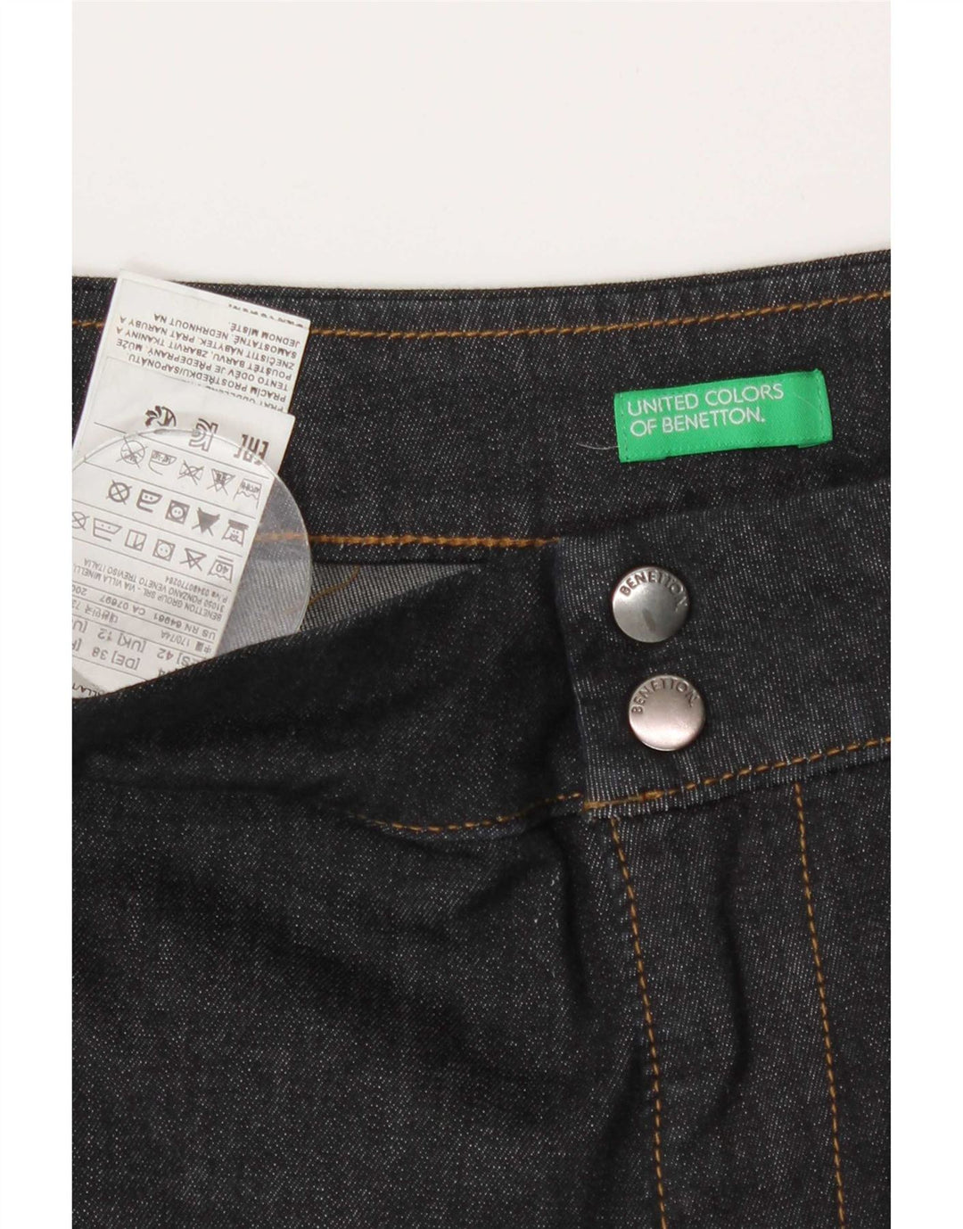 Benetton Womens Bootcut Jeans UK 12 Medium W32 L34 Navy Blue Cotton