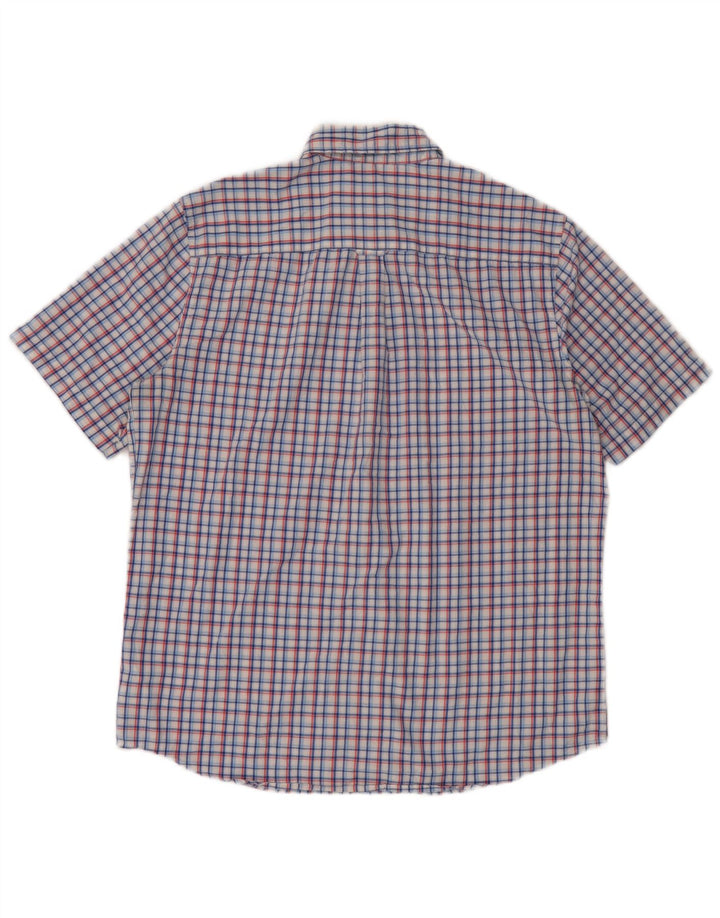 Chaps Mens Short Sleeve Shirt Large Blue Check Cotton