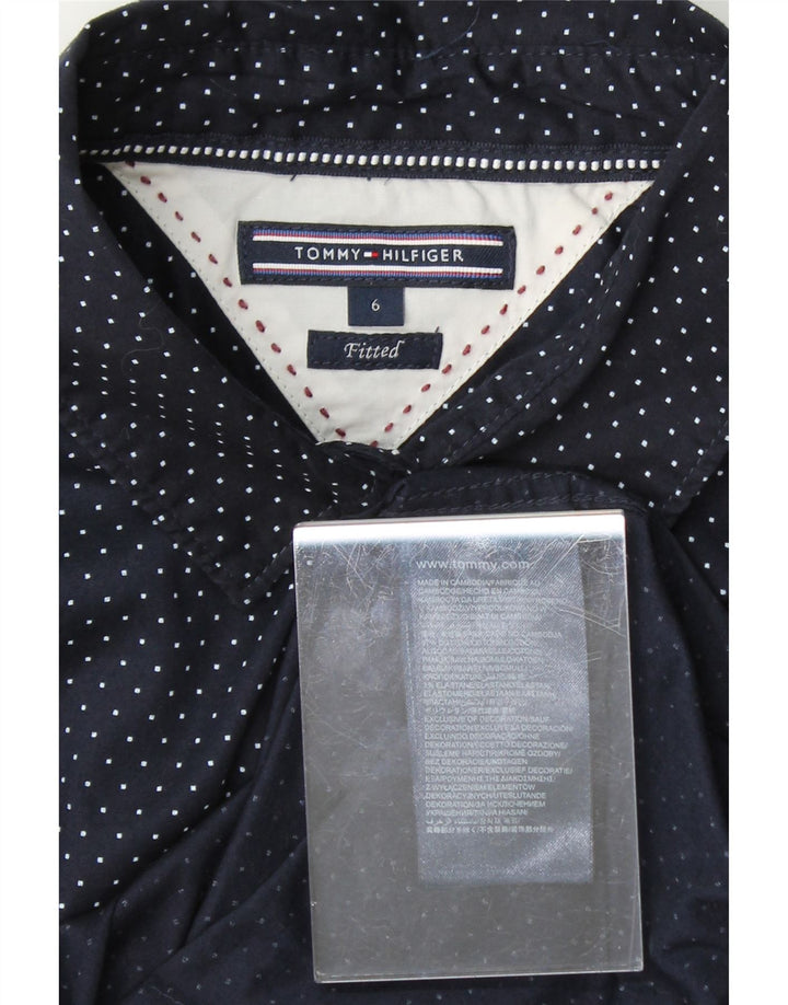 TOMMY HILFIGER Womens Fitted Shirt US 6 Medium Navy Blue Polka Dot Cotton Vintage Tommy Hilfiger and Second-Hand Tommy Hilfiger from Messina Hembry 