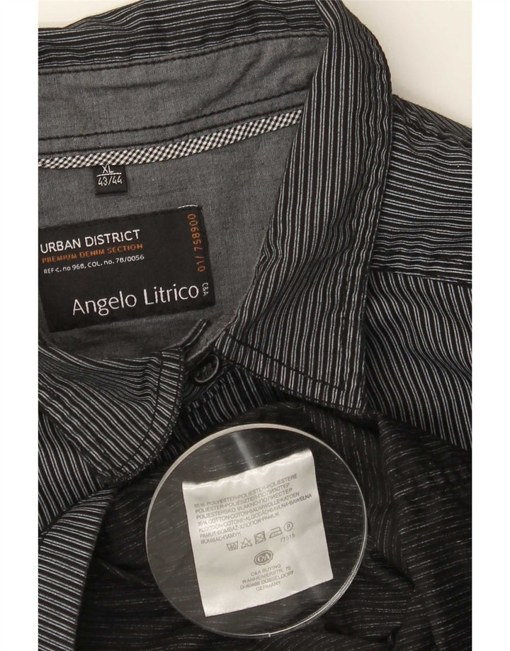 Angelo Litrico Mens Graphic Shirt XL Black Striped Polyester