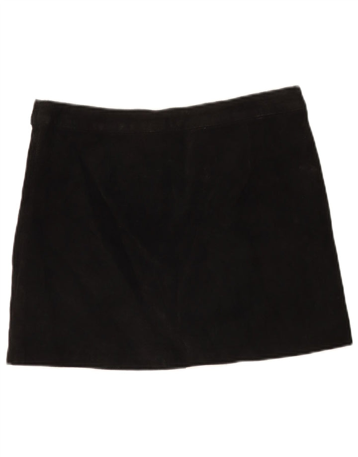 Pimkie Womens Suede Mini Skirt IT 44 Medium W30  Black Leather
