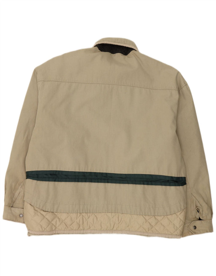 Vintage Mens Bomber Jacket UK 42 XL Beige Colourblock