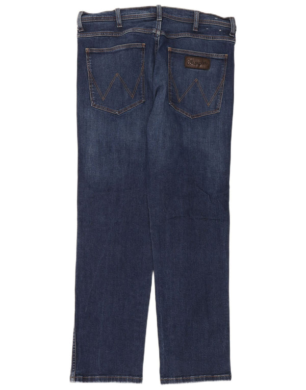 Wrangler Mens Straight Jeans W36 L32 Azul Algodão