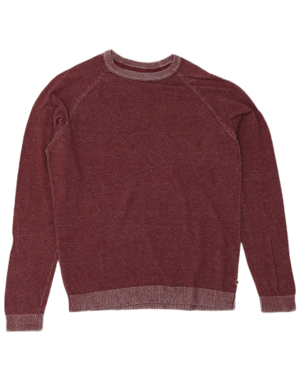 Jack & Jones Mens Crew Neck Jumper Sweater Medium Burgundy Flecked Cotton
