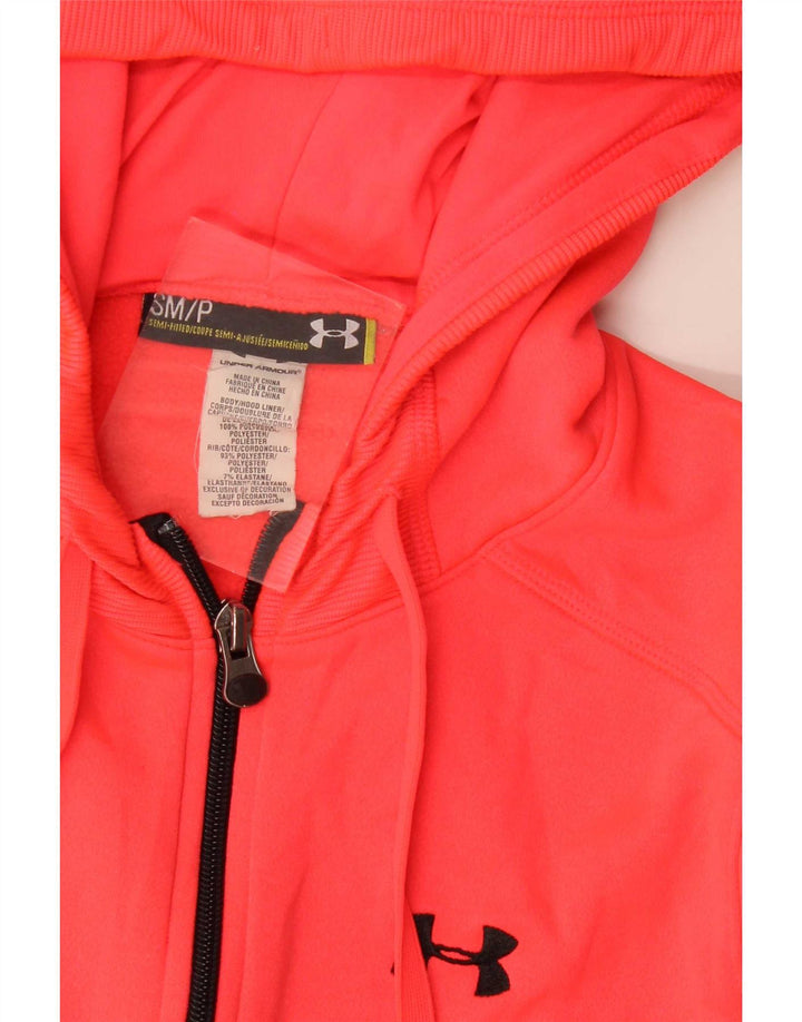Under Armour Womens Zip Hoodie Sweater UK 10 Small Pink Polyester