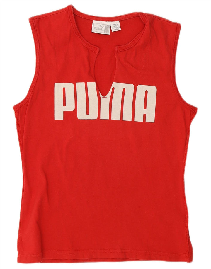 Puma Womens Graphic Vest Top UK 10 Small Red Cotton