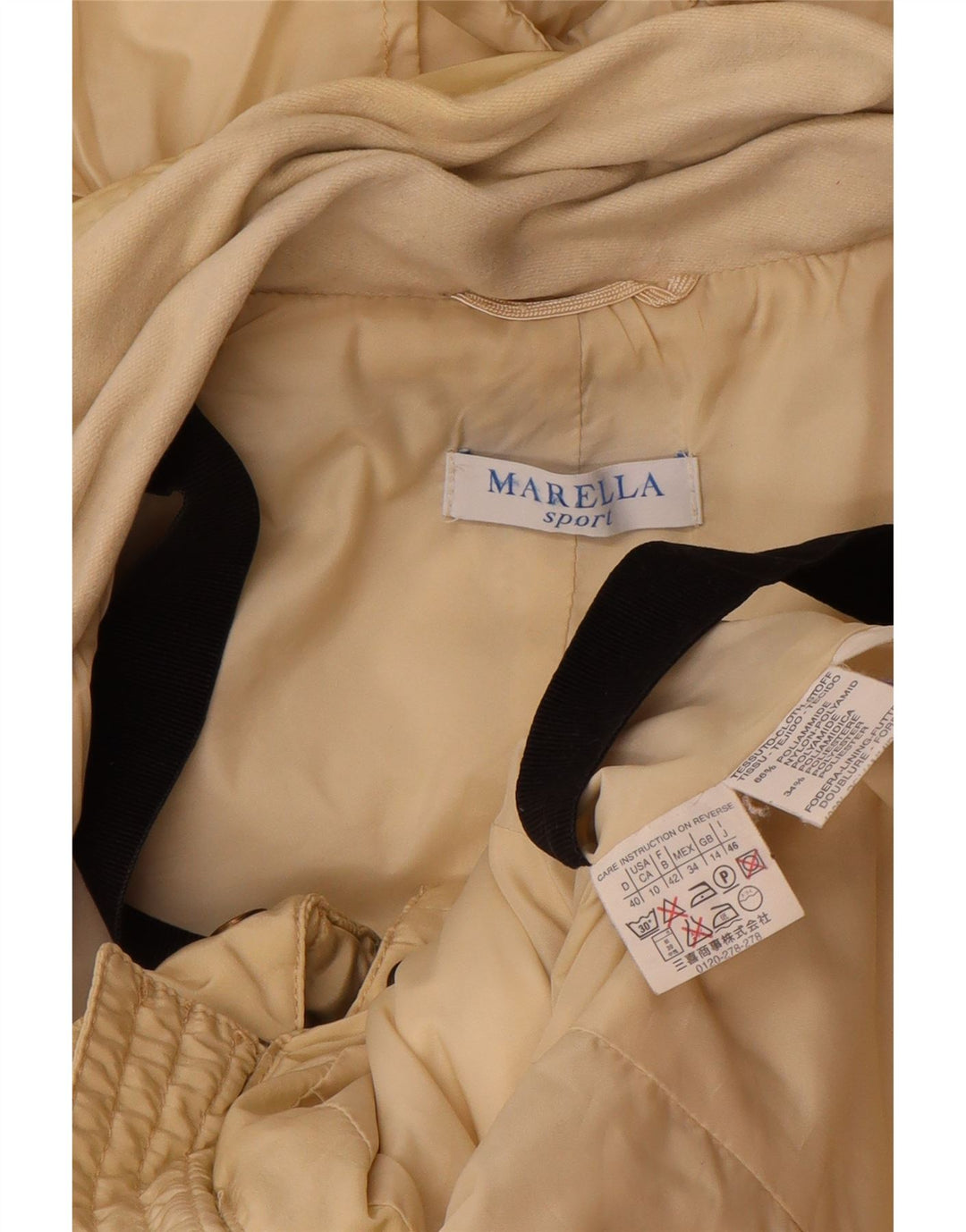 Giacca imbottita con cappuccio da donna Marella UK 14 Large Beige Poliammide