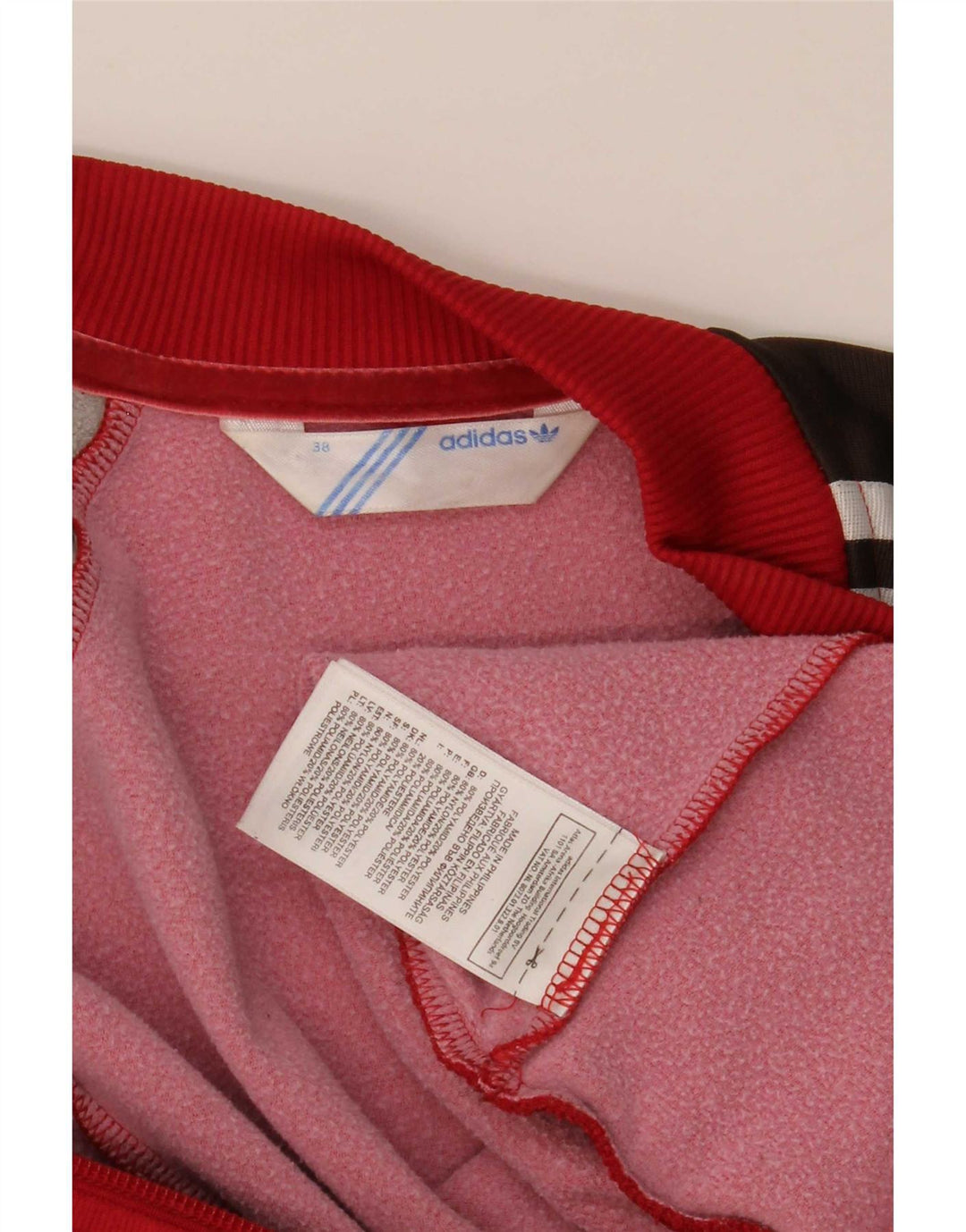 Adidas Womens Tracksuit Top Jacket IT 38 XS Red Colourblock Polyamide