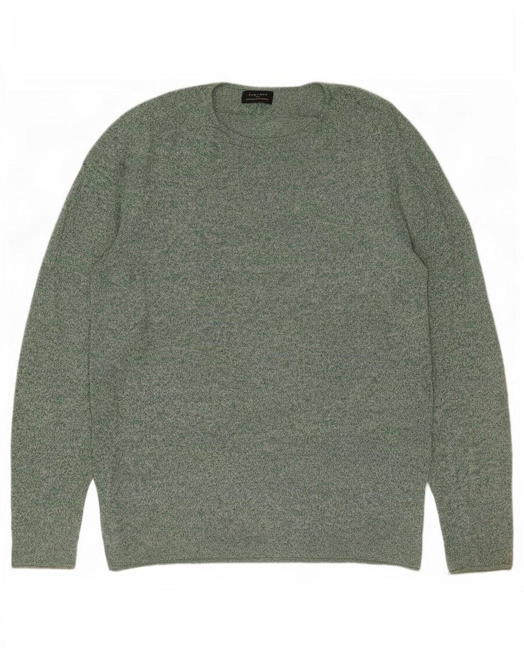 Zara Mens Boat Neck Jumper Sweater Large Green Flecked