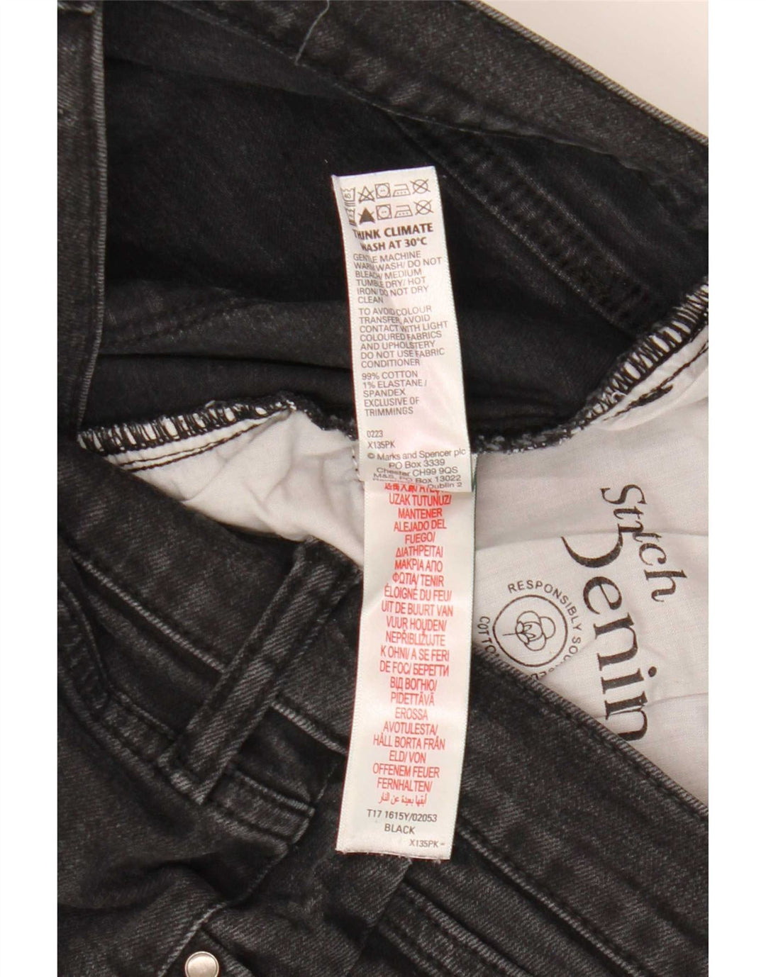 Marks & Spencer Mens Skinny Jeans W32 L29 Black Cotton