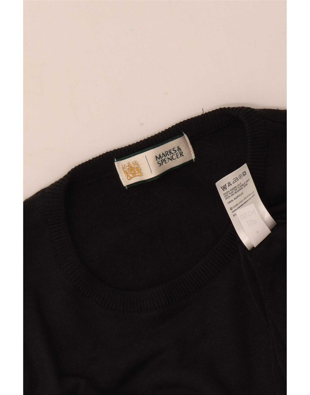 Maglione maglione girocollo da uomo Marks & Spencer piccolo acrilico blu navy