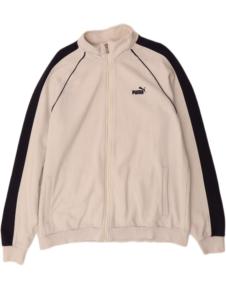 PUMA Mens Graphic Tracksuit Top Jacket XL White Colourblock Polyester