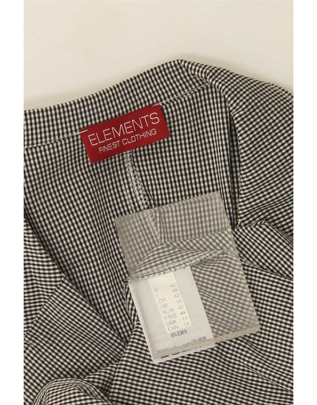 Elements Womens 3/4 Sleeve Shirt UK 16 Large Black Gingham Viscose