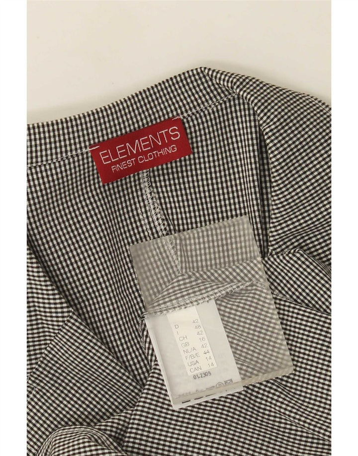 Elements Womens 3/4 Sleeve Shirt UK 16 Large Black Gingham Viscose