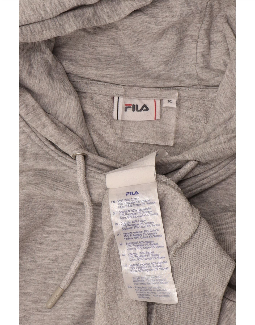 FILA Mens Hoodie Jumper Small Grey Cotton